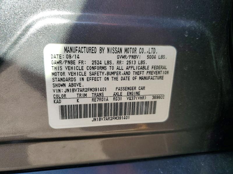Aukcja sprzedaży 2015 Infiniti Q50, vin: JN1BV7AR2FM391401, numer aukcji: 76221435
