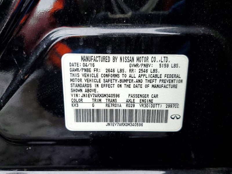 79165945 :رقم المزاد ، JN1EV7ARXGM340596 vin ، 2016 Infiniti Q50 مزاد بيع