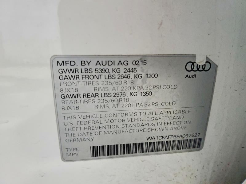 Aukcja sprzedaży 2015 Audi Q5 Premium, vin: WA1CFAFP6FA097627, numer aukcji: 76595365