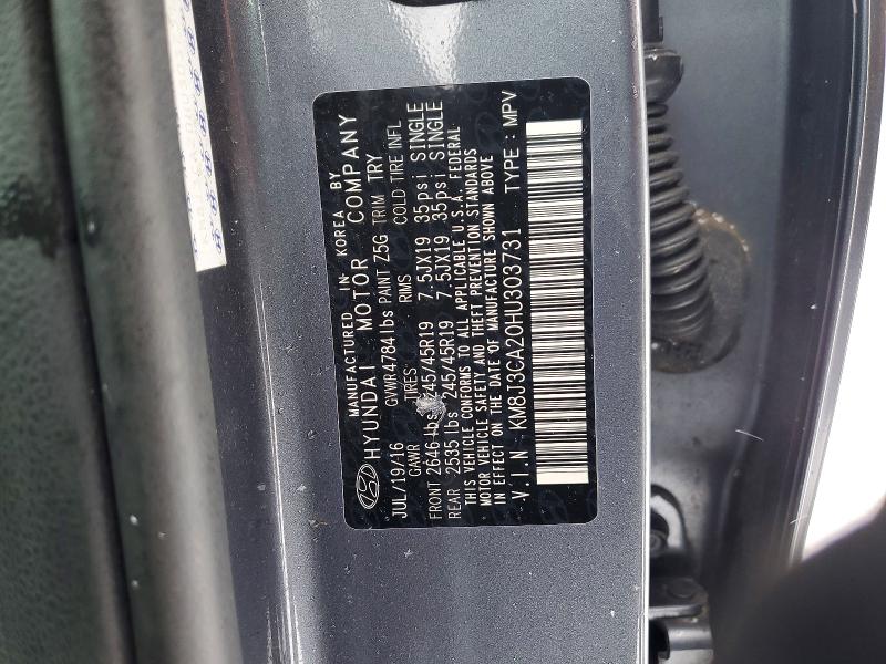 Продажа на аукционе авто 2017 Hyundai Tucson, vin: KM8J3CA20HU303731, номер лота: 76627025