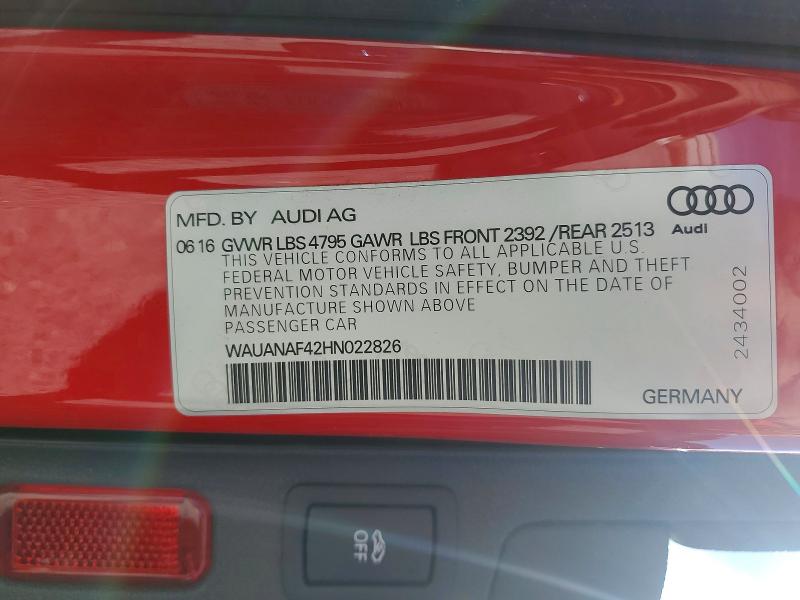 Продаж на аукціоні авто 2017 Audi A4, vin: WAUANAF42HN022826, номер лоту: 79115225