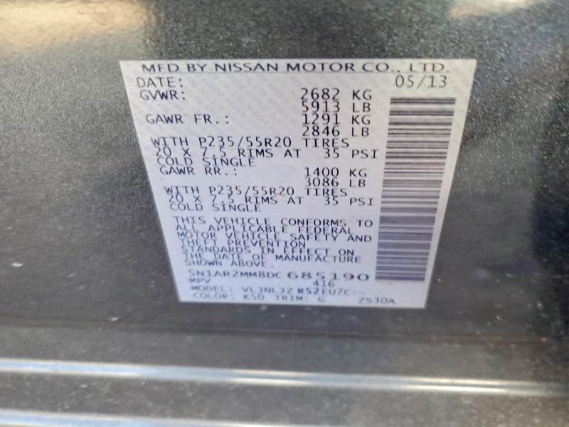 Продажа на аукционе авто 2013 Nissan Pathfinder, vin: 5N1AR2MM8DC685190, номер лота: 78826995