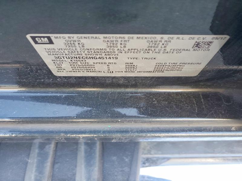 76545565 :رقم المزاد ، 3GTU2NEC6HG451419 vin ، 2017 Gmc Sierra مزاد بيع