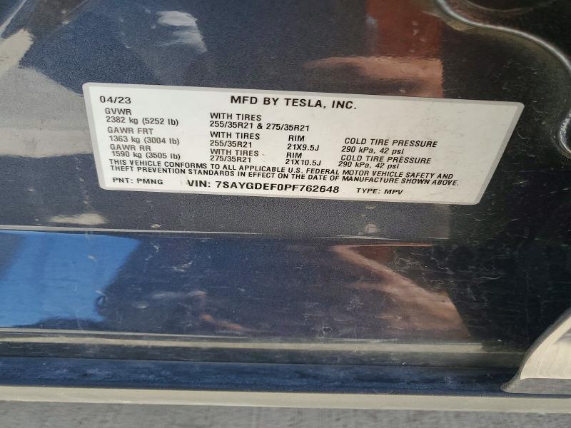 77415675 :رقم المزاد ، 7SAYGDEF0PF762648 vin ، 2023 Tesla Model Y مزاد بيع