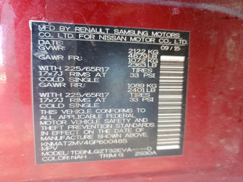 Auction sale of the 2016 Nissan Rogue, vin: KNMAT2MV4GP600485, lot number: 73460925