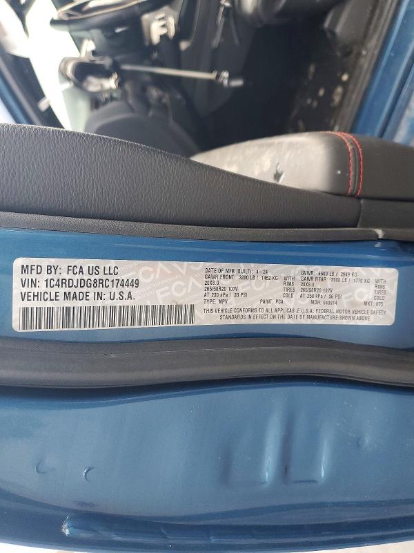 Продаж на аукціоні авто 2024 Dodge Durango, vin: 1C4RDJDG8RC174449, номер лоту: 77359615