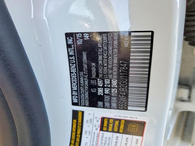 Aukcja sprzedaży 2016 Mercedes-benz C, vin: 55SWF4JB2GU117847, numer aukcji: 76050275