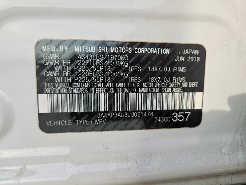 Aukcja sprzedaży 2018 Mitsubishi Outlander Sport, vin: JA4AP3AU3JU021478, numer aukcji: 77125065