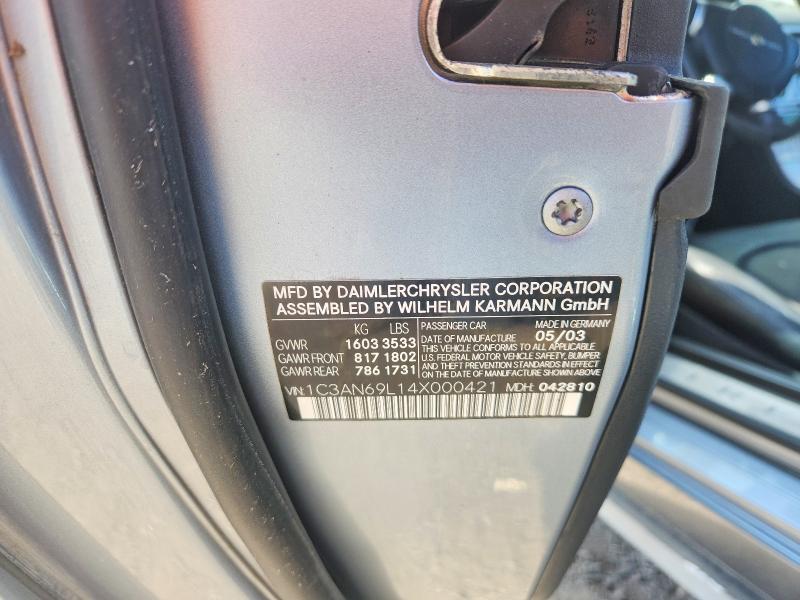 Продаж на аукціоні авто 2004 Chrysler Crossfire, vin: 1C3AN69L14X000421, номер лоту: 76409895