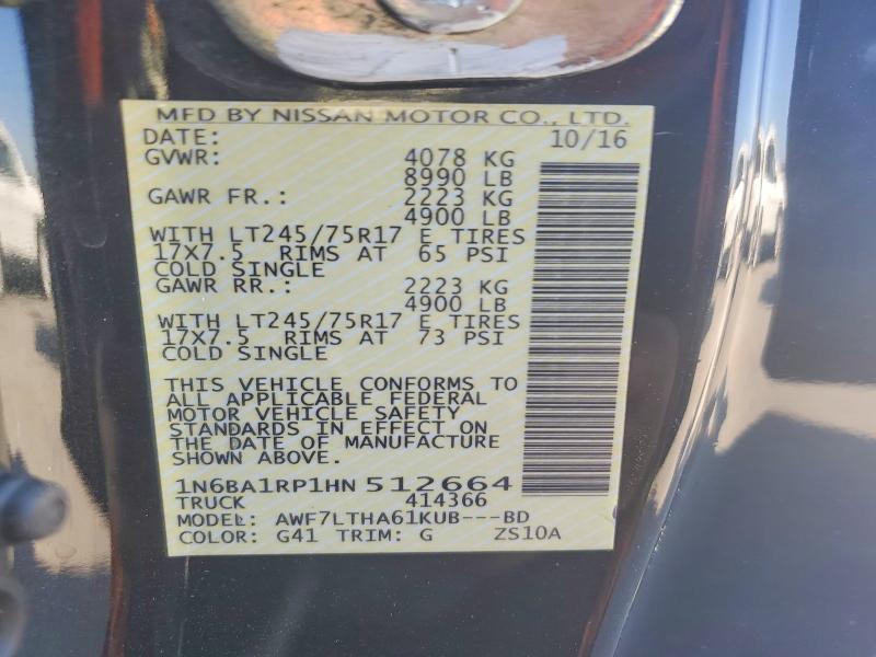 76874905 :رقم المزاد ، 1N6BA1RP1HN512664 vin ، 2017 Nissan Titan Xd مزاد بيع