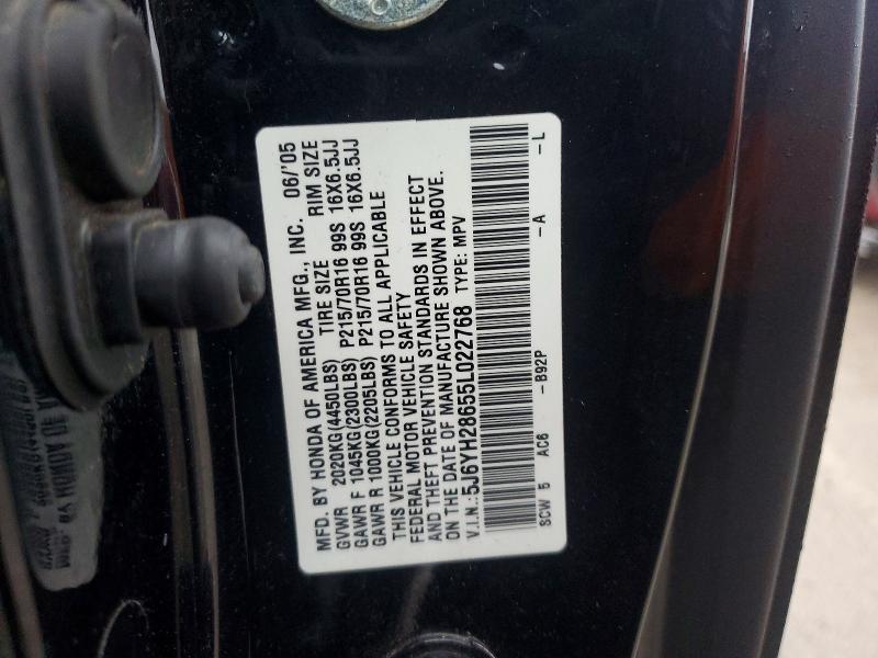2005 Honda Element მანქანა იყიდება აუქციონზე, vin: 5J6YH28655L022768, აუქციონის ნომერი: 78143685