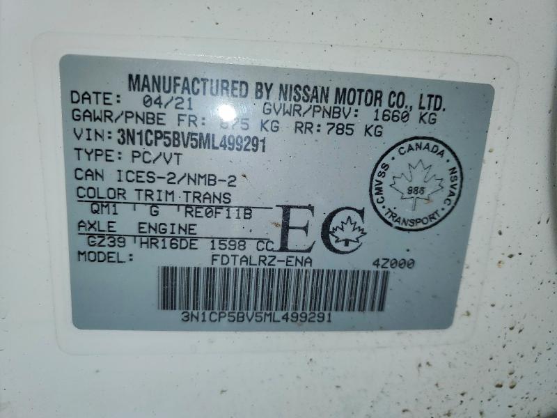 Aukcja sprzedaży 2021 Nissan Kicks, vin: 3N1CP5BV5ML499291, numer aukcji: 76810265
