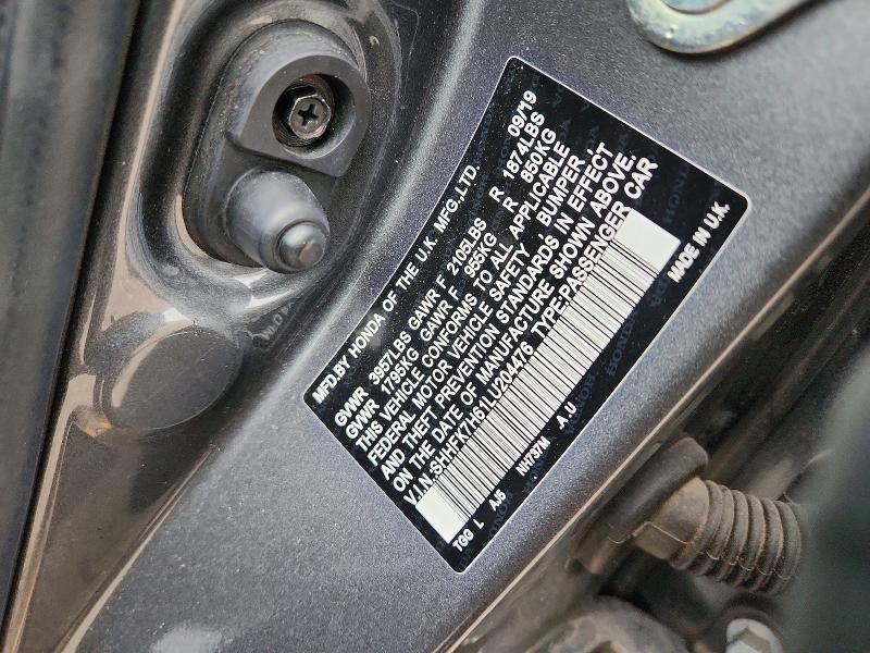 78616815 :رقم المزاد ، SHHFK7H61LU204476 vin ، 2020 Honda Civic مزاد بيع