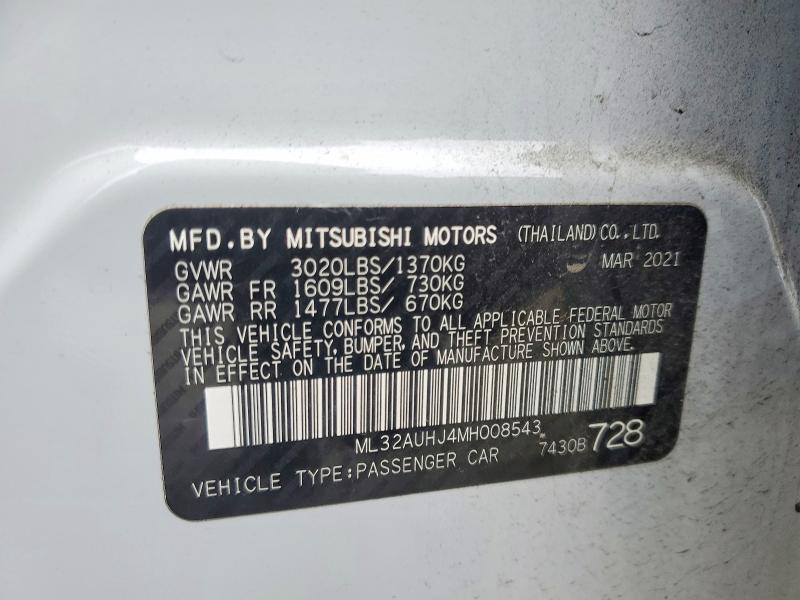 Продаж на аукціоні авто 2021 Mitsubishi Mirage, vin: ML32AUHJ4MH008543, номер лоту: 77213545