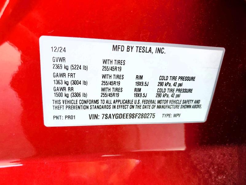 Продаж на аукціоні авто 2025 Tesla Model Y, vin: 7SAYGDEE9SF280275, номер лоту: 76579195