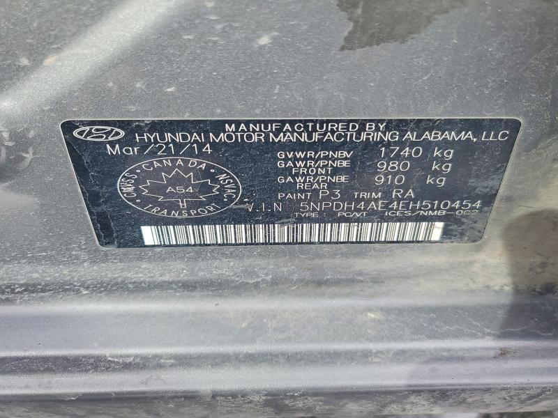 Продажа на аукционе авто 2014 Hyundai Elantra, vin: 5NPDH4AE4EH510454, номер лота: 77113225
