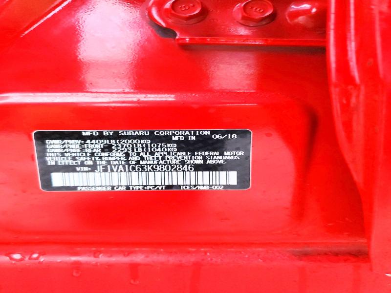 Aukcja sprzedaży 2019 Subaru Wrx, vin: JF1VA1C63K9802846, numer aukcji: 76918445