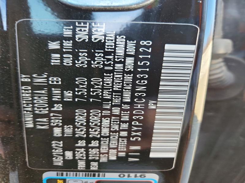 2022 Kia Telluride მანქანა იყიდება აუქციონზე, vin: 5XYP3DHC3NG315128, აუქციონის ნომერი: 77212875