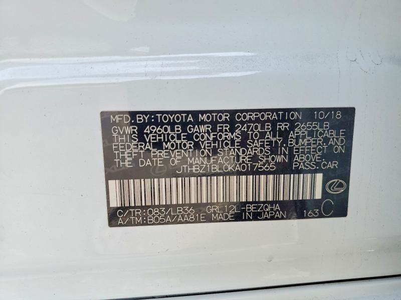Продаж на аукціоні авто 2019 Lexus Gs, vin: JTHBZ1BL0KA017565, номер лоту: 77617605