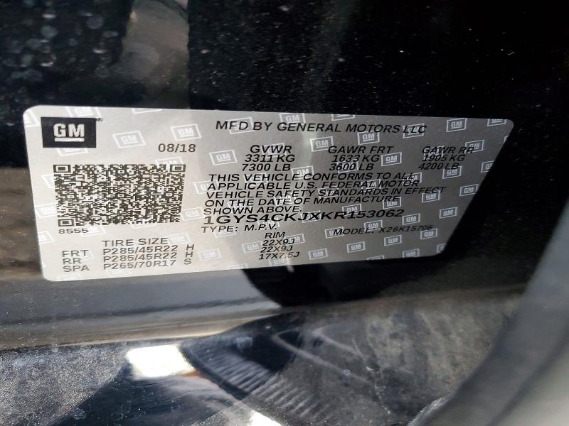 78920725 :رقم المزاد ، 1GYS4CKJXKR153062 vin ، 2019 Cadillac Escalade مزاد بيع
