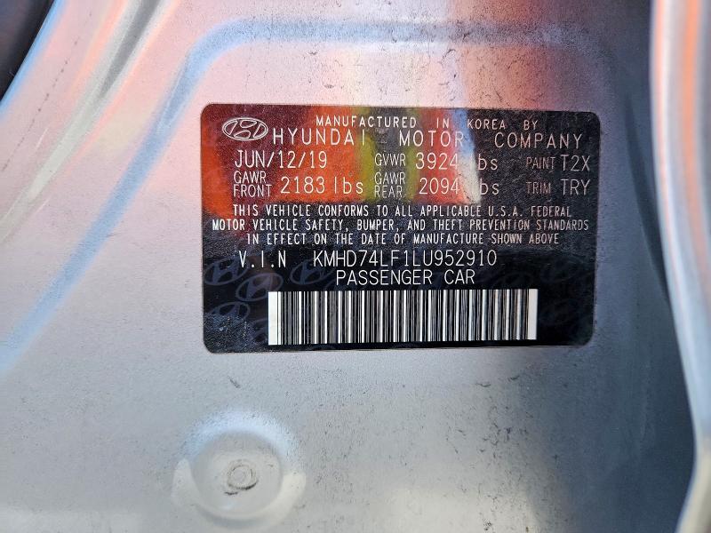 Aukcja sprzedaży 2020 Hyundai Elantra, vin: KMHD74LF1LU952910, numer aukcji: 74546875