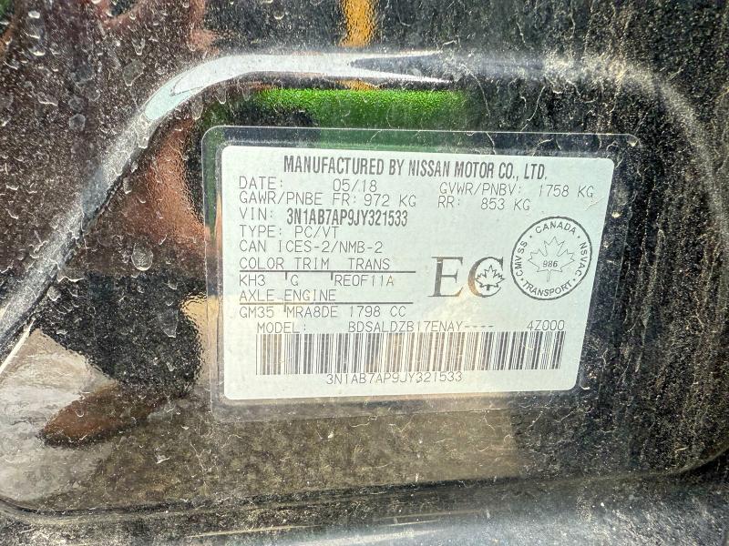 76583055 :رقم المزاد ، 3N1AB7AP9JY321533 vin ، 2018 Nissan Sentra S مزاد بيع