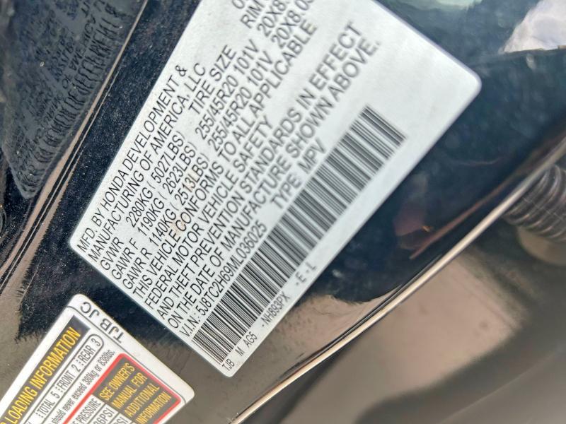 77560275 :رقم المزاد ، 5J8TC2H69ML036025 vin ، 2021 Acura Rdx A-spec مزاد بيع