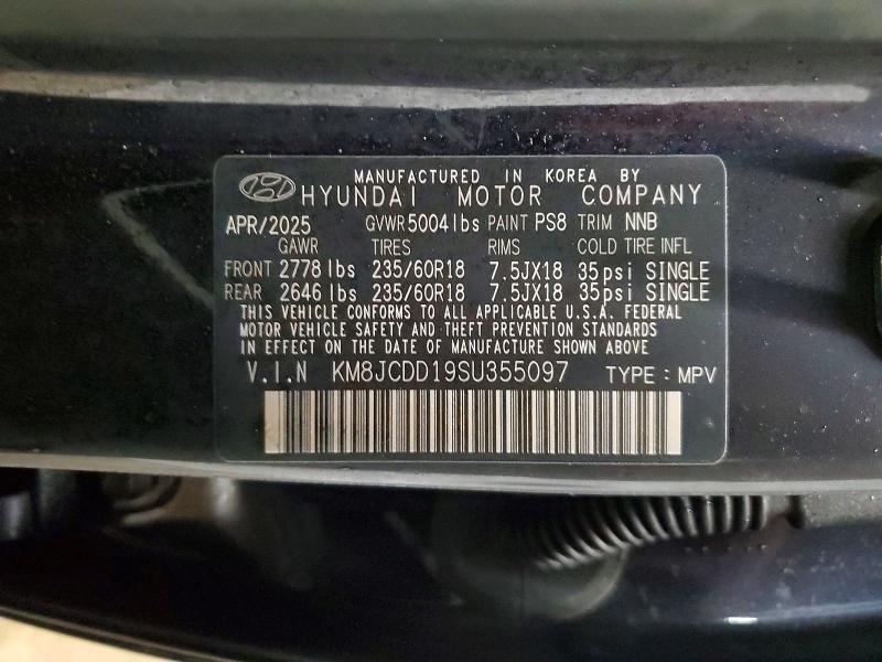 Продаж на аукціоні авто 2025 Hyundai Tucson, vin: KM8JCDD19SU355097, номер лоту: 77395995