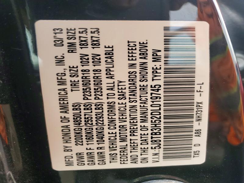 75864315 :رقم المزاد ، 5J8TB3H52DL019745 vin ، 2013 Acura Rdx مزاد بيع