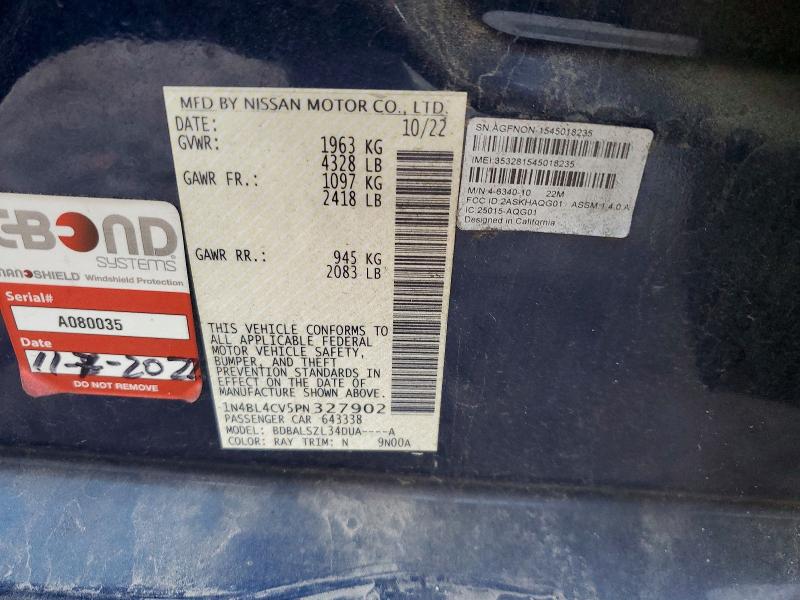 Продажа на аукционе авто 2023 Nissan Altima, vin: 1N4BL4CV5PN327902, номер лота: 78828415
