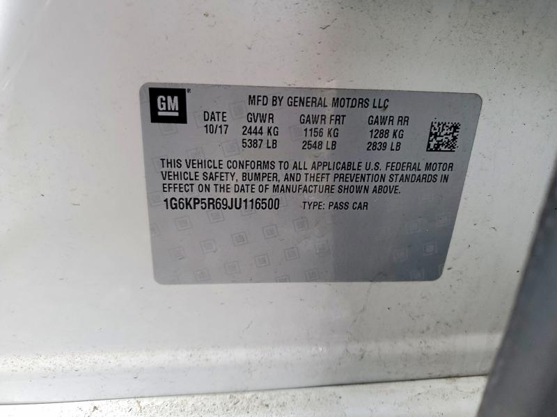 78290005 :رقم المزاد ، 1G6KP5R69JU116500 vin ، 2018 Cadillac Ct6 مزاد بيع