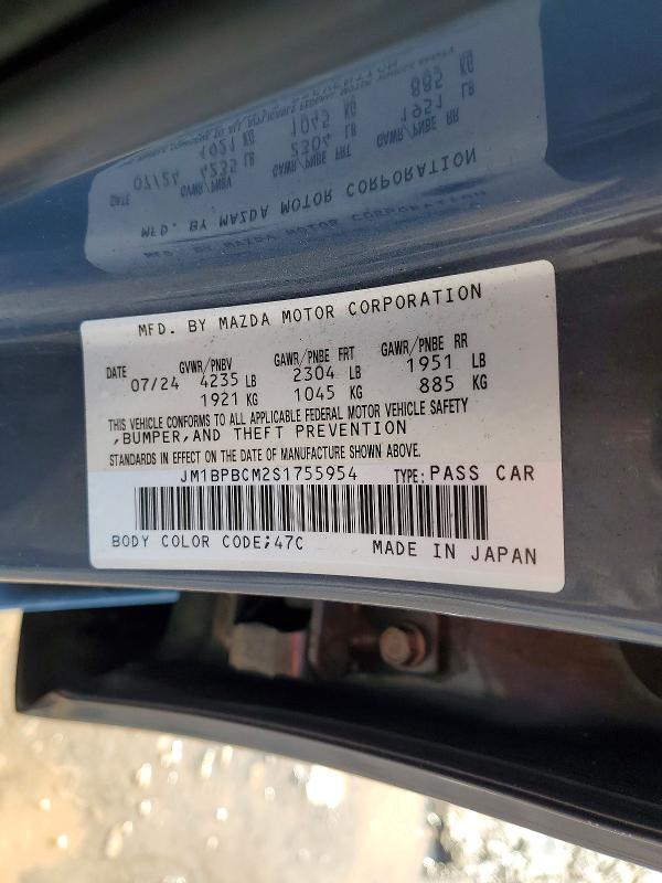 2025 Mazda 3 მანქანა იყიდება აუქციონზე, vin: JM1BPBCM2S1755954, აუქციონის ნომერი: 78612305