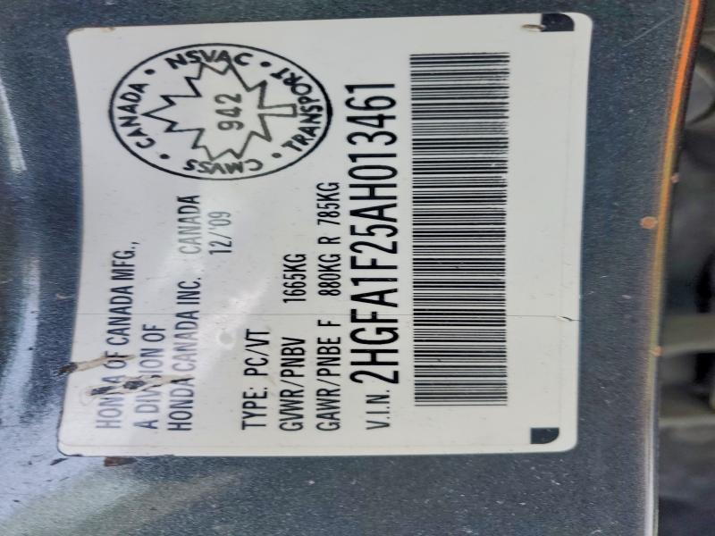 Продажа на аукционе авто 2010 Honda Civic Dx, vin: 2HGFA1F25AH013461, номер лота: 72849255