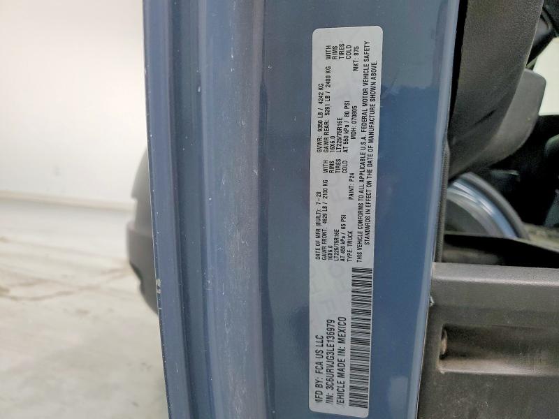 74633455 :رقم المزاد ، 3C6URVJG3LE136979 vin ، 2020 Ram Promaster مزاد بيع