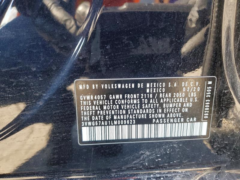75815355 :رقم المزاد ، 3VWG57AU1LM009623 vin ، 2020 Volkswagen Golf مزاد بيع