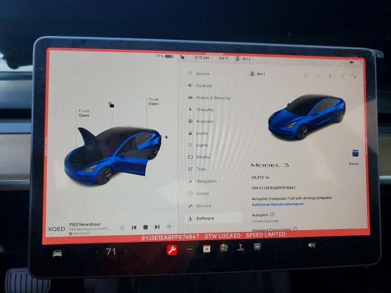 78085605 :رقم المزاد ، 5YJ3E1EA8PF674947 vin ، 2023 Tesla Model 3 مزاد بيع