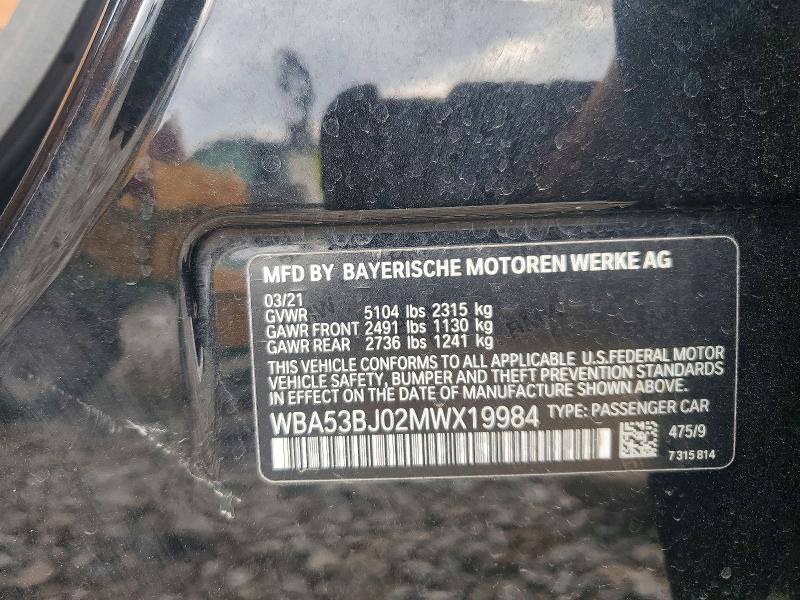 79099155 :رقم المزاد ، WBA53BJ02MWX19984 vin ، 2021 Bmw 540 مزاد بيع