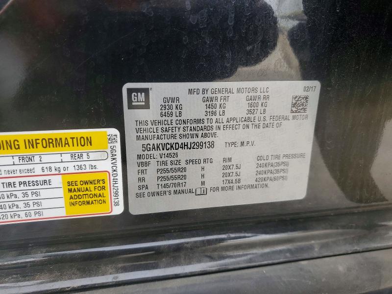 Aukcja sprzedaży 2017 Buick Enclave, vin: 5GAKVCKD4HJ299138, numer aukcji: 79225695