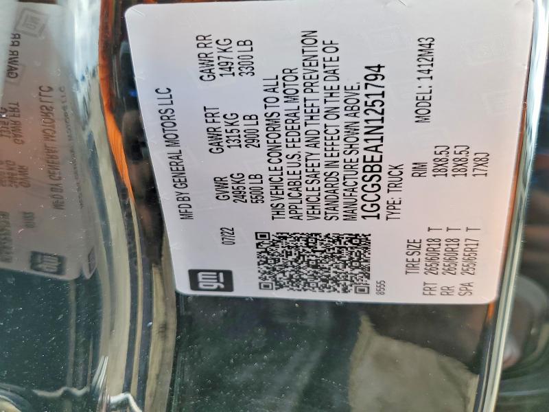 Aukcja sprzedaży 2022 Chevrolet Colorado, vin: 1GCGSBEA1N1251794, numer aukcji: 77022595