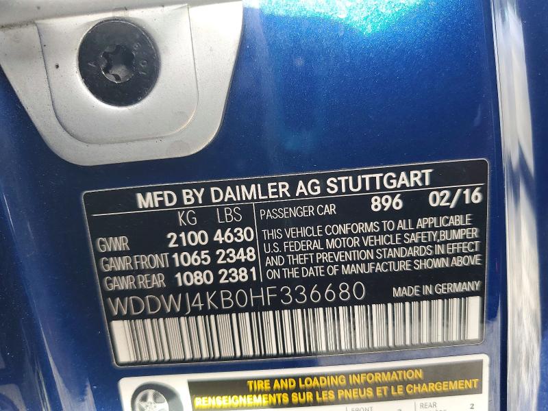75784005 :رقم المزاد ، WDDWJ4KB0HF336680 vin ، 2017 Mercedes-benz C مزاد بيع