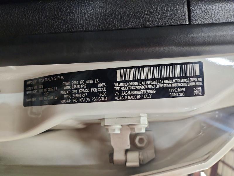 Aukcja sprzedaży 2019 Jeep Renegade L, vin: ZACNJBBB6KPK20699, numer aukcji: 78162115
