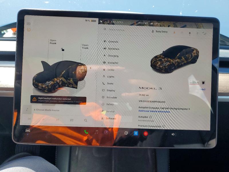 76669195 :رقم المزاد ، 5YJ3E1EA8PF402415 vin ، 2023 Tesla Model 3 مزاد بيع