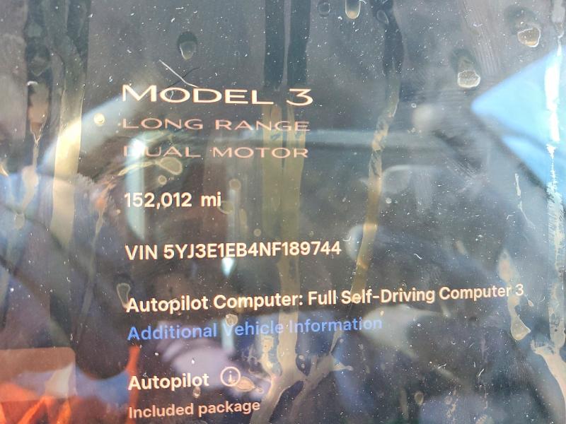 Продажа на аукционе авто 2022 Tesla Model 3, vin: 5YJ3E1EB4NF189744, номер лота: 76003325
