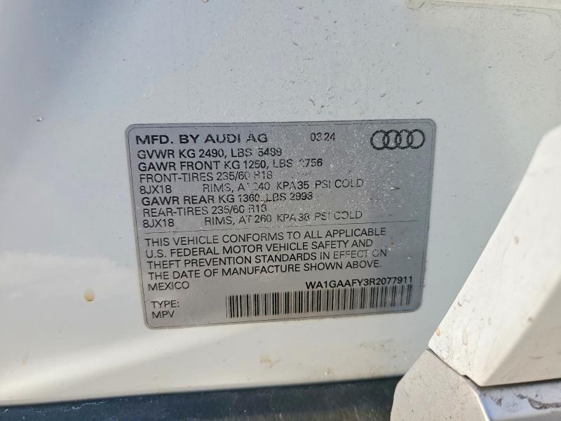 2024 Audi Q5 მანქანა იყიდება აუქციონზე, vin: WA1GAAFY3R2077911, აუქციონის ნომერი: 78513535