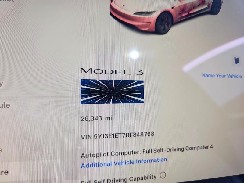 Продажа на аукционе авто 2024 Tesla Model 3, vin: 5YJ3E1ET7RF848768, номер лота: 75269265