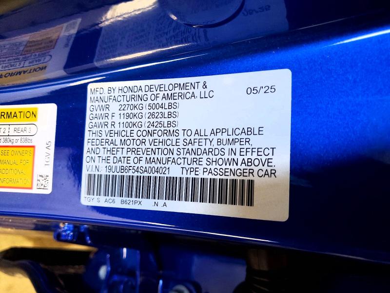 74954055 :رقم المزاد ، 19UUB6F54SA004021 vin ، 2025 Acura Tlx مزاد بيع