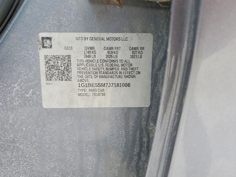 Продажа на аукционе авто 2018 Chevrolet Cruze, vin: 1G1BE5SM7J7181008, номер лота: 79378685