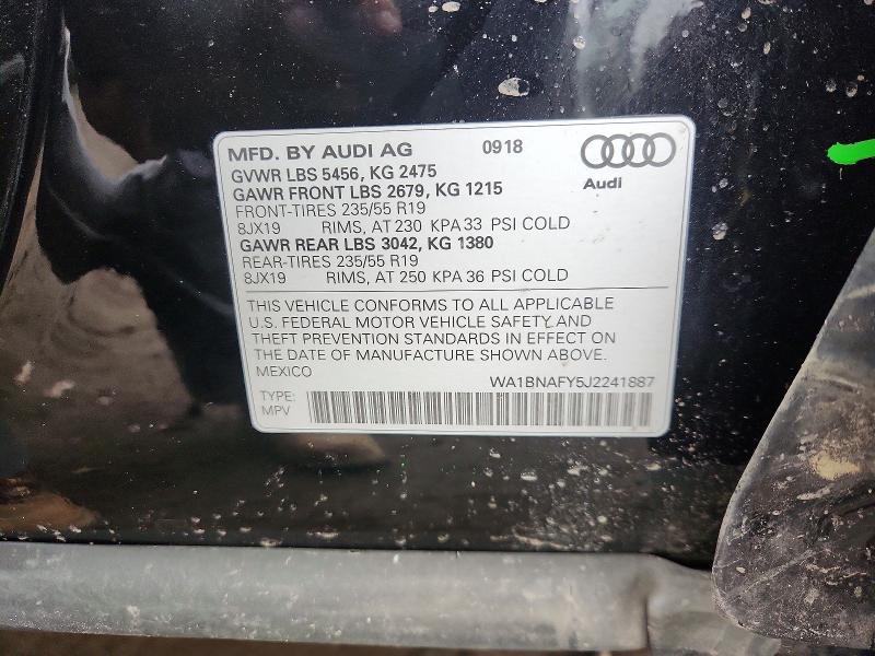 Продажа на аукционе авто 2018 Audi Q5, vin: WA1BNAFY5J2241887, номер лота: 77907165