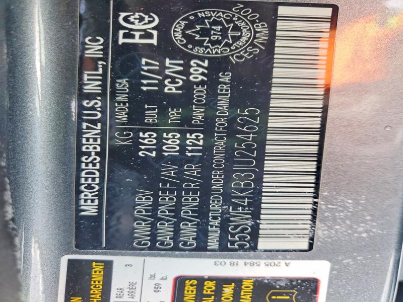 77586875 :رقم المزاد ، 55SWF4KB3JU254625 vin ، 2018 Mercedes-benz C مزاد بيع
