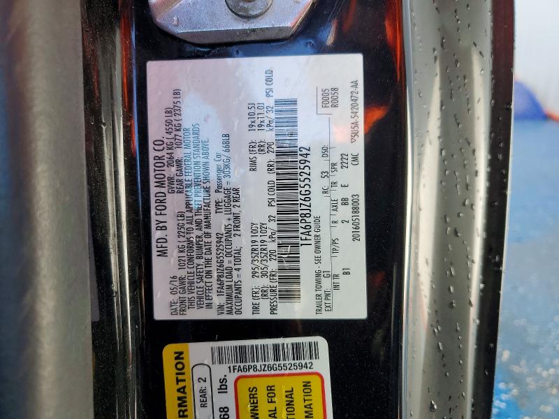 Продажа на аукционе авто 2016 Ford Mustang Sh, vin: 1FA6P8JZ6G5525942, номер лота: 75954875